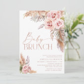 Boho Floral Pampas Roos Gold Baby shower Kaart (Staand voorkant)
