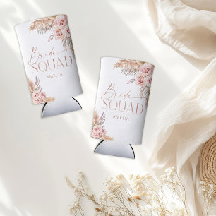 Boho Floral Pampas Roos Gold Bride Squad