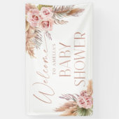 Boho Floral Pampas Rose Gold Welcome Bannière (Vertical)