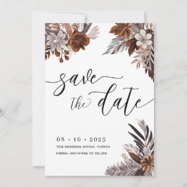 Boho Floral Pampas Save The Date Kaart