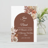 Boho Floral Pampas Wedding Invitation (Staand voorkant)