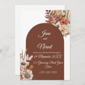 Boho Floral Pampas Wedding Invitation (Voorkant / Achterkant)