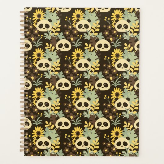 Boho Floral Pandas sur Brown - 1000Pandas par Aman (Devant)