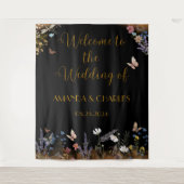 Boho Floral Papillon noir Jardin Tapisserie (Devant)