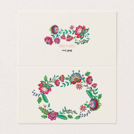 Boho Floral | Paramètres de nom d'invité | Carte d (Extérieur déplié)