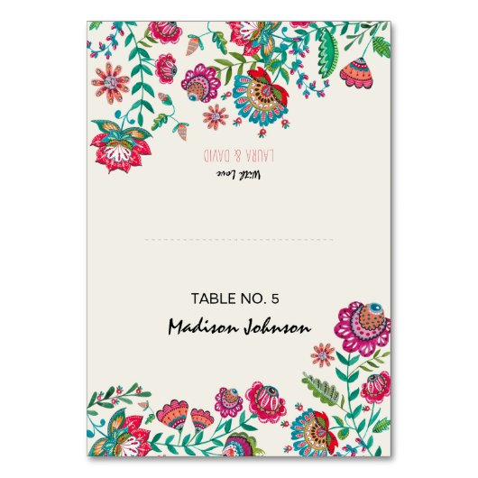 Boho Floral | Paramètres de nom d'invité | Carte d (Par défaut)