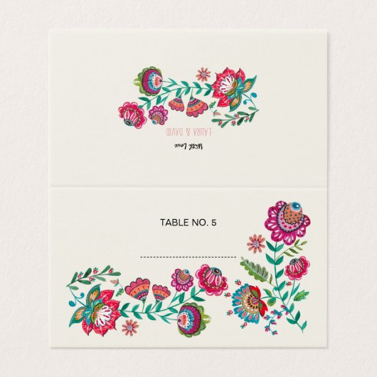 Boho Floral | Paramètres de nom d'invité | Carte d (Extérieur déplié)