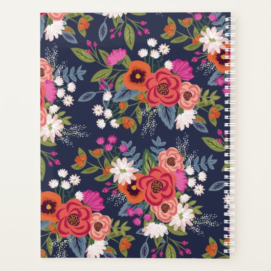Boho Floral Patch - Marine Blue & Coral - Nom (Dos)