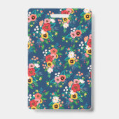 Boho Floral Pattern & Blush Pink Waterverf Foto Badge (Achterkant)