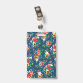 Boho Floral Pattern & Blush Pink Waterverf Foto Badge (Achterkant met clip)