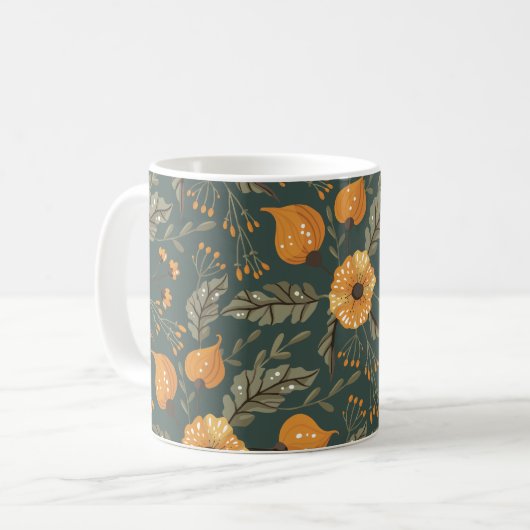 Boho Floral Pattern Koffiemok (Voorkant links)