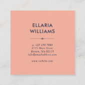 Boho Floral Pattern - Koraal & Marine Blauw Vierkante Visitekaartje (Achterkant)