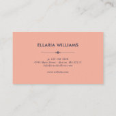 Boho Floral Pattern - Navy Blue & Coral Visitekaartje (Achterkant)