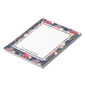 Boho Floral Pattern - Navy Blue - naam Notitieblok (Gedraaid)