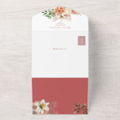 Boho Floral Peach Wedding All In One Uitnodiging (Buitenkant)