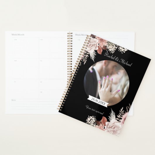 Boho Floral Personalisierbar Foto Hochzeit Planner (Devant avec enveloppe)