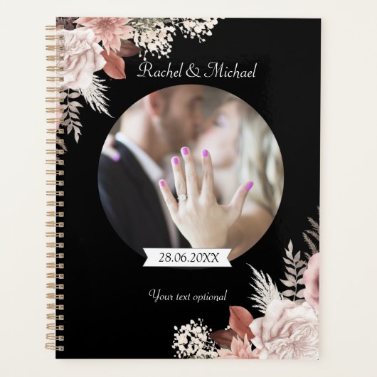 Boho Floral Personalisierbar Foto Hochzeit Planner (Devant)