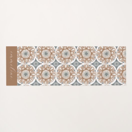 Boho Floral Personalized Yogamat (Achterkant (horizontaal))