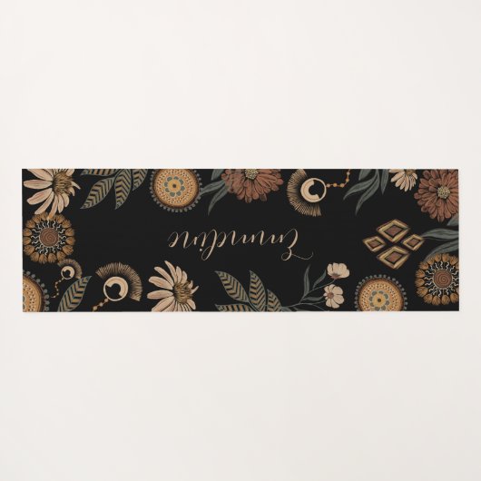Boho Floral Personalized Yogamat (Achterkant (horizontaal))