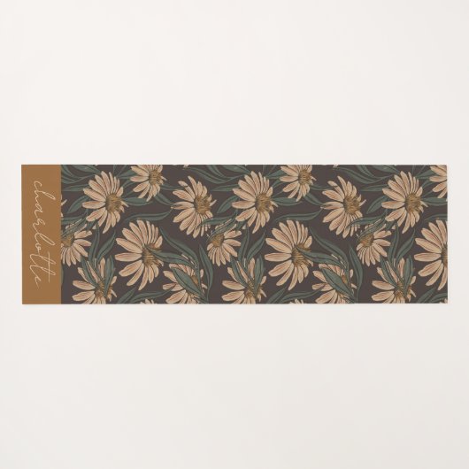 Boho Floral Personalized Yogamat (Achterkant (horizontaal))