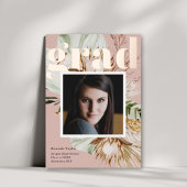 Boho Floral Photo Foil Faire-part de graduation