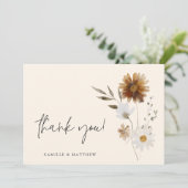 Boho Floral Photo Mariage Carte de remerciements (Debout devant)