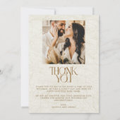 Boho Floral Photo Mariage Carte de remerciements (Dos)