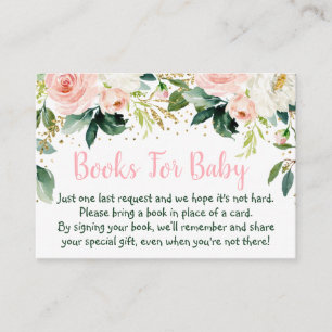 Boho Floral Pink Gold Baby shower Book Request Informatiekaartje