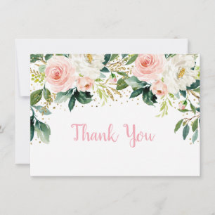 Boho Floral Pink Gold Birthday Hartelijk dank Bedankkaart