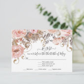 Boho Floral Pink Roses Earth Tone RSVP-reactie RSVP Kaartje (Staand voorkant)