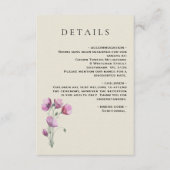 Boho Floral Plum en Beige Wedding Details Informatiekaartje (Voorkant)