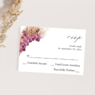 Boho floral pourpre no Repas RSVP