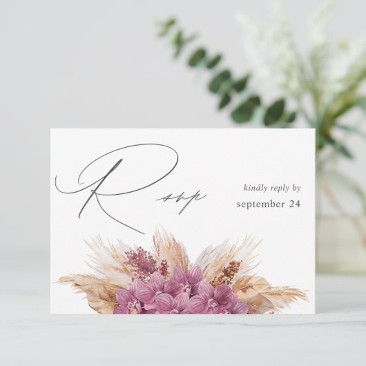 Boho Floral pourpre w Repas RSVP (Debout devant)