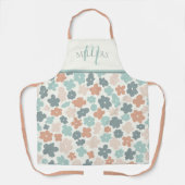 Boho Floral Print Monogram Familienaam Schort (Voorkant)