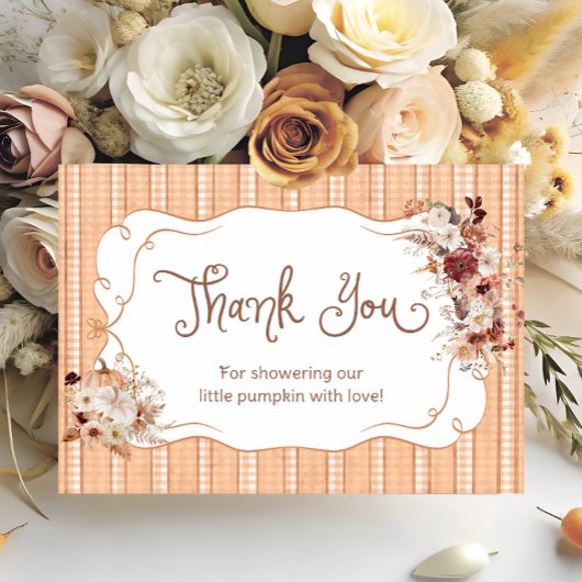 Boho Floral Pumpkin Baby shower Bedankt Card