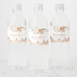 Boho Floral Pumpkin Baby shower Waterfles Etiket