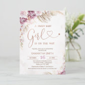 Boho Floral Purple Baby shower rose Invitation (Debout devant)