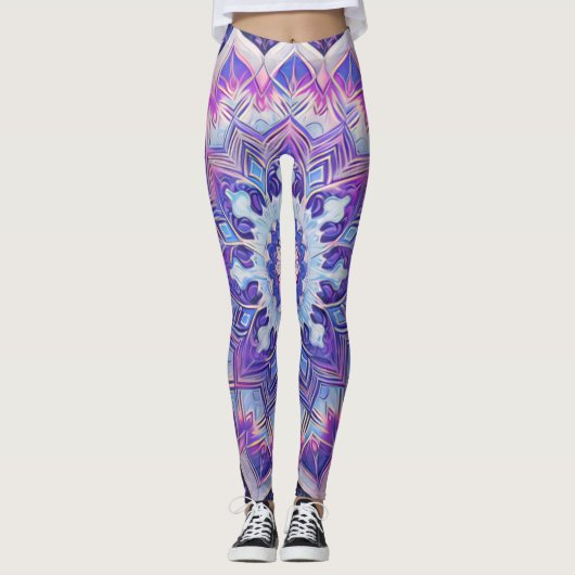 Boho Floral Purple Leggings d'entraînement (Devant)