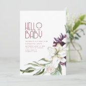 Boho Floral Purple & Lily Baby shower Invitation (Debout devant)