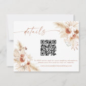 Boho Floral QR Code Mariage Site Web Détails Carte (Devant)