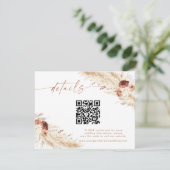 Boho Floral QR Code Mariage Site Web Détails Carte (Debout devant)