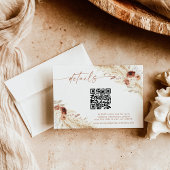 Boho Floral QR Code Mariage Site Web Détails Carte