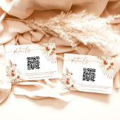 Boho Floral QR Code Mariage Site Web Détails Carte