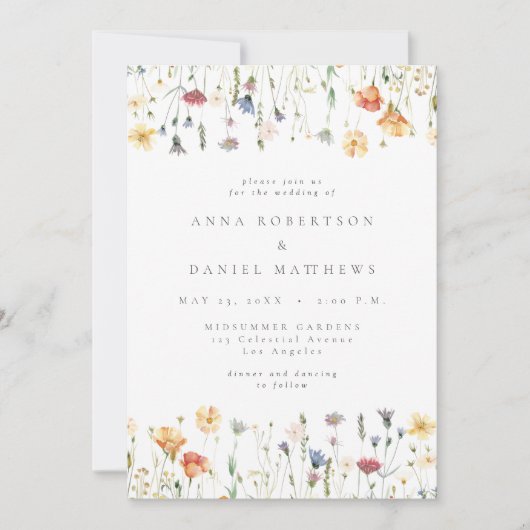Boho Floral QR Code Photo Wedding Invitation (Devant)