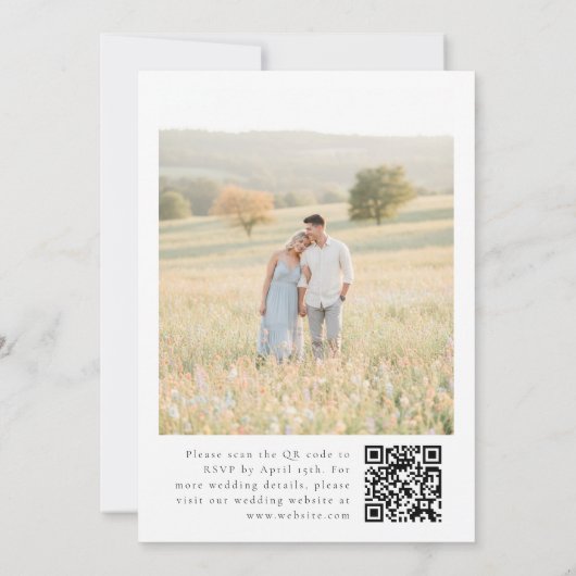 Boho Floral QR Code Photo Wedding Invitation (Dos)