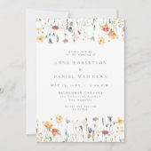 Boho Floral QR Code Photo Wedding Invitation Kaart (Voorkant)