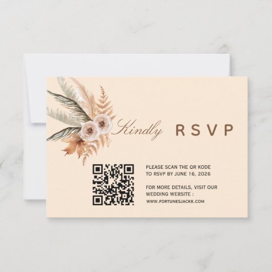 Boho Floral QR Code RSVP Card (Voorkant)