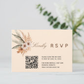 Boho Floral QR Code RSVP Card (Staand voorkant)