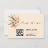 Boho Floral QR Code RSVP Card Kaartje (Voorkant)