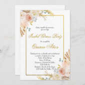 Boho floral Quince invitation en espagnol (Devant / Derrière)